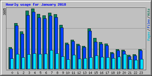 Hourly usage for January 2018